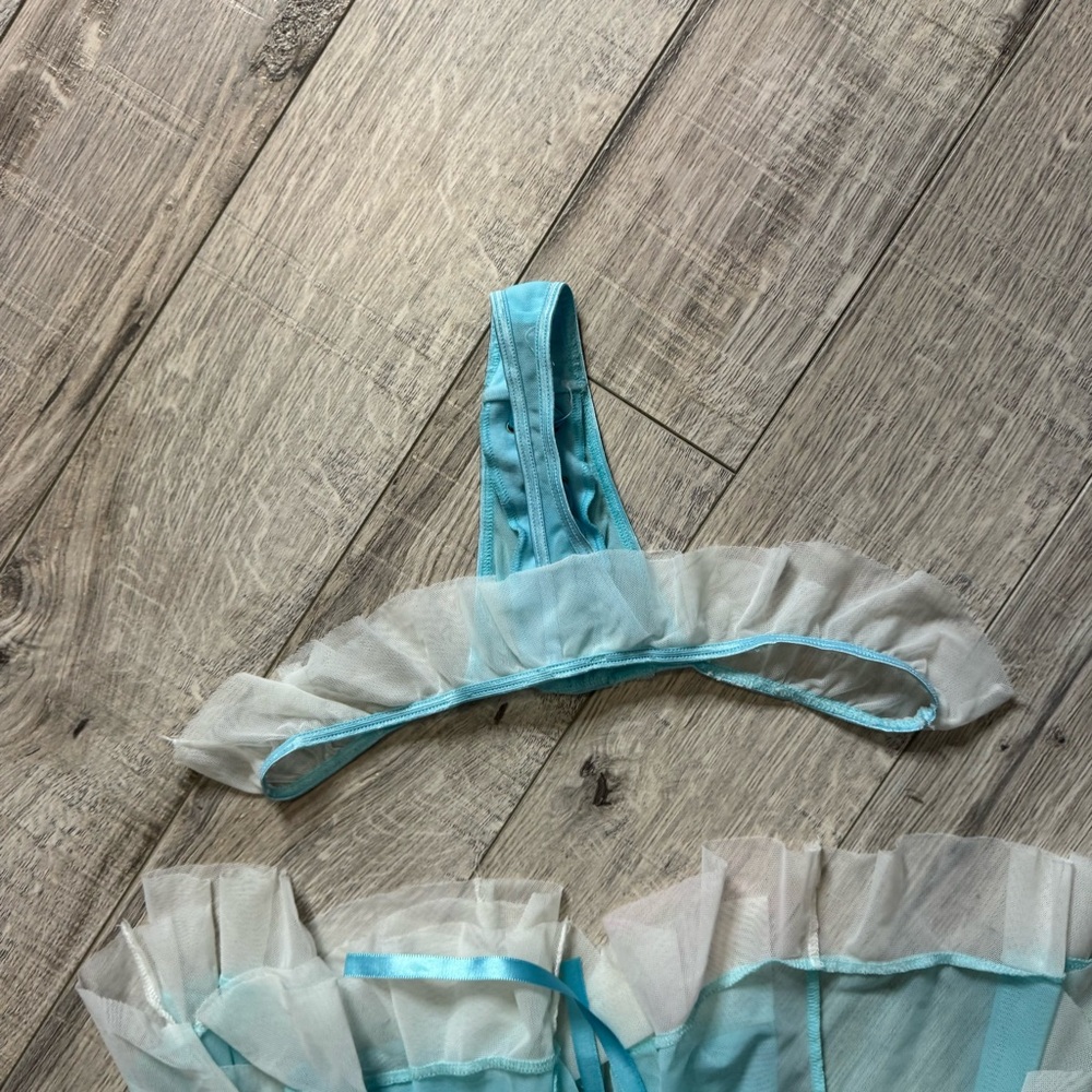 The escante collection 2 piece set babydoll top and thong corset lace up sexy - Picture 7 of 8